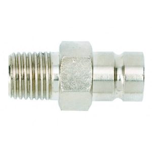 Male fitting for fuel tanks with standard 1/4" female fuel withdrawal. Quick connector with 1/4" NPT thread